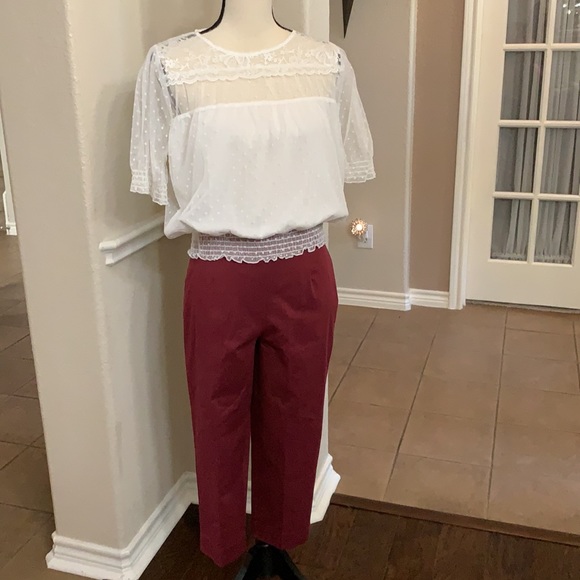 Vintage Pants - Vintage 90’s Briggs high waisted maroon ballon cropped pants